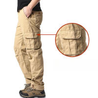 Pantalones casuales de trabajo para hombre con bolsillos multifuncionales, pecho de algodón sólido, estilo cargo recto para uso en exteriores y calle. - details 13