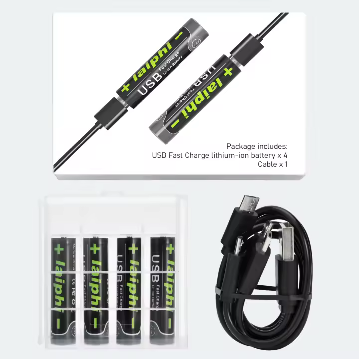 Batería Recargable de Litio Laiphi 1.5v Aa Paquete de 4 3000mWh Ideal para Juegos de Diversión y Camping - 1