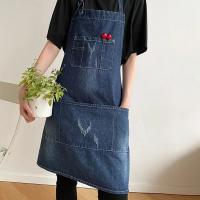 Cómodo delantal vaquero a prueba de aceite, delantales extendidos elegantes Unisex para camarero, delantal de algodón transpirable para tienda de flores para artistas, cafetería - details 4