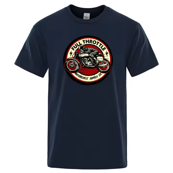 Camisetas de motorista Full Throttle Cafe Racer Rockabilly, Camiseta de algodón, ropa de calle informal de marca, camisetas de moda Harajuku 2022 - 1