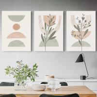 Pintura Nórdica en Líneas Geométricas para Decoración de Pared Póster de Hojas Boho Abstracto Imagen de Pintura Decorativa para Dormitorio y Hogar Marca DHROOM Material Lienzo - details 5