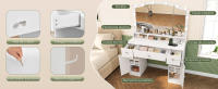 Tocador de Maquillaje Moderno con LED 10, Espejos Plegables y Cajones Ideal para Mujer, Dormitorio, Blanco - details 3