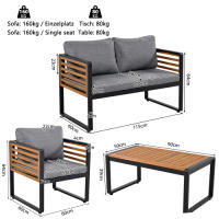 Juego de Exteriores de Jardín Marco de Hierro Galvanizado Mesa de Comedor de 4 Piezas - details 0