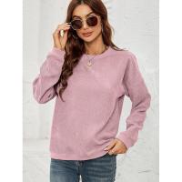 Tops de mujer, sudadera de pana para mujer, jersey de cuello redondo de Color sólido, recién llegado, coreano básico - details 10