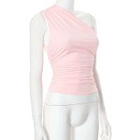 Camiseta sin mangas con espalda descubierta y un solo hombro, color caramelo, Ustada, sexy, sin cuello, casual - details 28