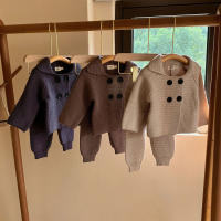 Ropa de punto para niños pequeños, suéter y pantalones de Color sólido, conjuntos de ropa de bebé, 2 piezas, Primavera - details 0