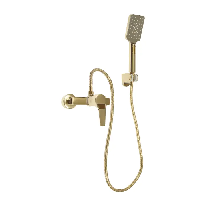 Grifo de ducha de mano para bañera,ducha de pared,juego de ducha con soporte y manguera de ducha de 1,5 m(dorado) - 1