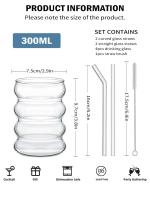 Vasos de vidrio Vintage con pajitas para bebidas, vasos ondulados para vino, champán, leche, café, 2/4 Uds. - details 1