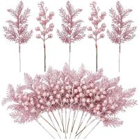 Ramo de Flores Artificiales Brillantes 5Pcs Guirnaldas Navideñas para Hogar - details 0