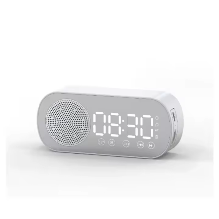 Reloj despertador Digital, altavoz inalámbrico con Bluetooth, compatible con Radio, caja de sonido, subwoofer de graves, reproductor de música de escritorio - 1
