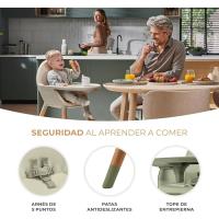 bebé 2 en 1, Silla Infantil, Trona portatil, Patas de Madera, Bandeja Ajustable, Fácil de limpiar, para niños, Beige - details 13