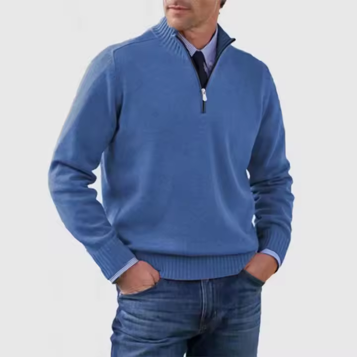 Suéteres de punto de gran tamaño para hombre, suéteres de lana con cremallera, suéteres cálidos de fondo, Otoño e Invierno - 1