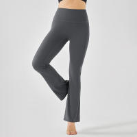 Pantalones de entrenamiento elásticos de yoga de cintura alta para mujer, pierna ancha, acampanados, color sólido, para Fiess - details 32