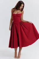 Vestido de mujer sin mangas y hombros, diseño elegante, vestido de corte - details 35
