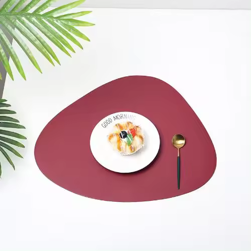 Mantel Individual de cuero triangular, manteles para mesa de comedor y cocina, almohadilla para carne, almohadillas antideslizantes, decoración del hogar para Hotel nórdico Ins - 1