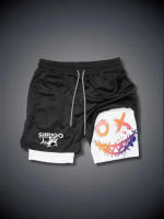 Pantalones Cortos de Fitness de Doble Capa Secado Rápido Diseño de Cara Sonriente - details 1