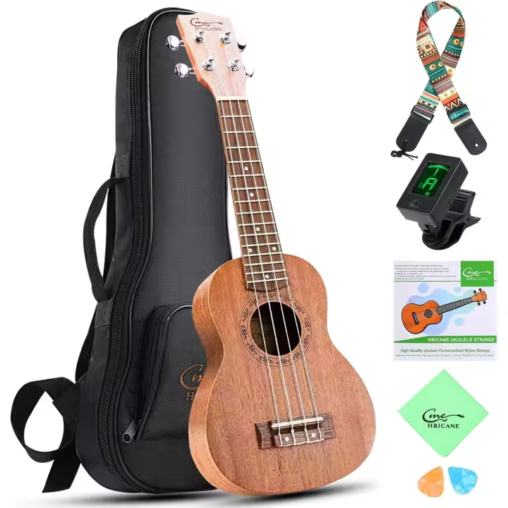 Ukeleles Concierto 23 Pulgadas UKM-2, Instrumento de Caoba, Ukulele tradicional, ukele hawaiana con bolsa grande - 1