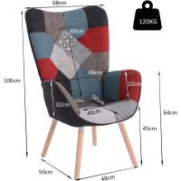 Sillones de salón Butaca nórdica Sillas Escandinavo Relax Acolchado con reposabrazos y patas de madera, tela, para dormitorio comedor, gris - details 15