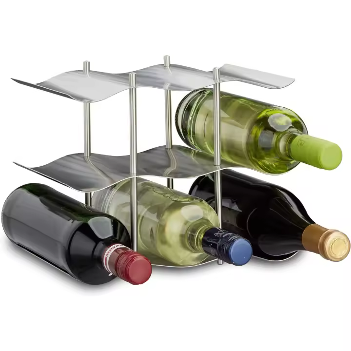 Relaxdays Botellero Vino para 9 Botellas, Acero Inoxidable, Plateado, 22 x 27 x 16,5 cm - 1