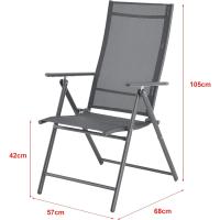 Juego de 2 Sillas Plegables de Jardín Kalamata Silla de Exterior Asiento para Terraza Balcón Patio con Reposabrazos y Respaldo Ajustable Patas de Acero 105 x 57 x 68 cm - details 9