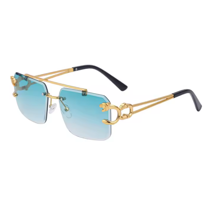 Gafas de Sol Retro con Doble Haz de Leopardo Estilo sin Marco para Mujer y Hombre Protección UV - 1