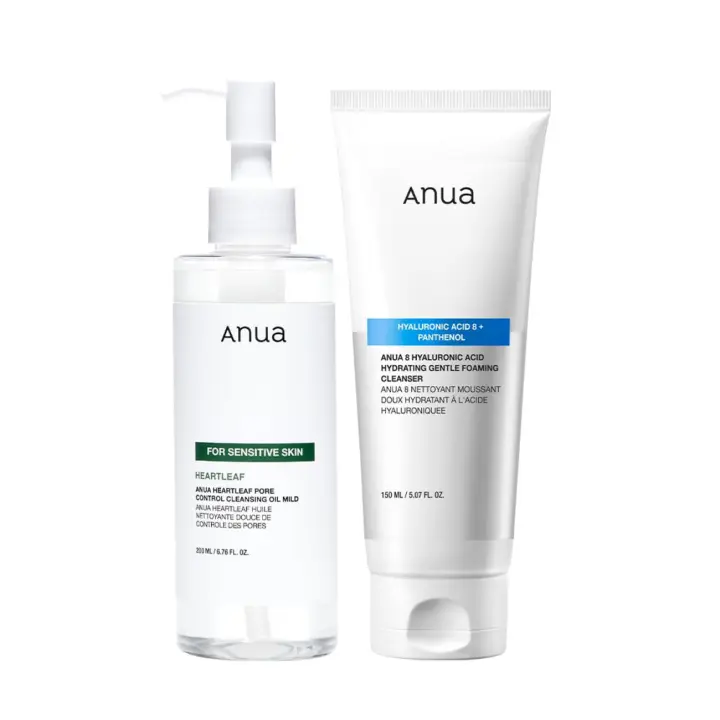 ANUA Duo: Aceite limpiador para control de poros Heartleaf, limpiador espumoso suave e hidratante para una limpieza doble, facial diario - 1