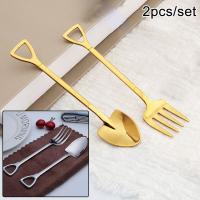 Juego de Cucharas de Acero Inoxidable 2pcs Forma de Pala Creativa para Tables y Desertos - details 2