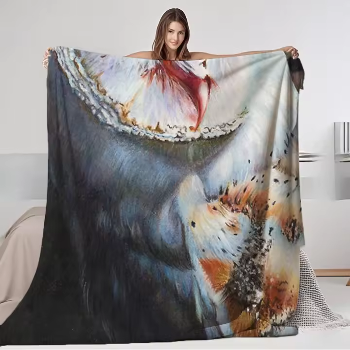 Manta franela Búho de la Sangre-Luna-Corazón- manta de franela Moderna - Colección sencilla Verano Europea - franela clásica - 1