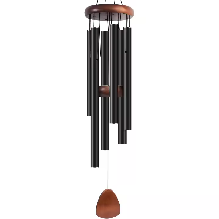 Campanas de viento de aluminio grandes de 37 pulgadas para crear una atmósfera Zen, adecuadas para decoración de exteriores, jardines y patio. Campanas de viento clásicas negras con receptor de viento, adecuadas como regalo para unisex - 1