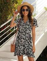 Mujer vestido casual manga mosca con cordón cuello en v playsuits con bolsillo pantalones cortos mono corto vestidos jumpsuits - details 2