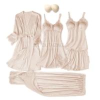 Conjunto de mujer y encaje, pijama de verano con pantalón, ropa casual para el hogar, bata estilo kimono, PJS - details 25