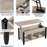 Mesa de Café Elevable con Cajón Estilo Moderno para Sala Patas de Madera Maciza - details 11