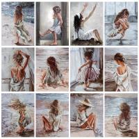 RUOPOTY-pintura acrílica por números para adultos, lienzo de animales, imagen, Kits de manualidades - details 0