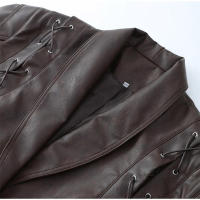 Chaqueta de cuero de manga larga con cuello atado, temperamento de moda, estilo de viaje, otoño e invierno, 2024 - details 6