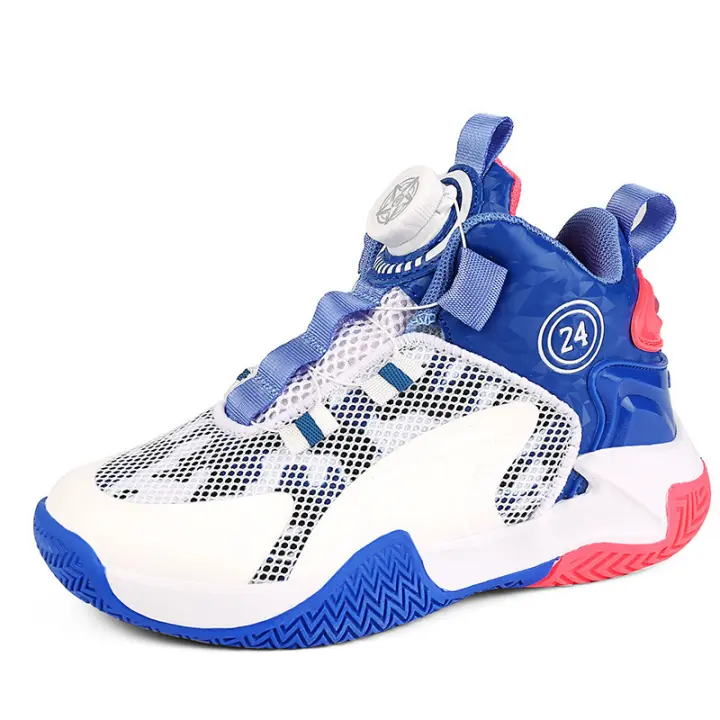 Zapatos de baloncesto para niños, zapatillas con botón giratorio para niños, zapatillas de malla para niños, zapatillas para correr de escuela primaria - 1