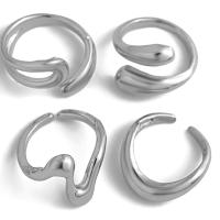 Anillos Geométricos de Metal Punk Juego de Anillos Abiertos Curvados Dorados para Mujeres y Hombres - details 7