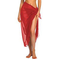 Falda larga y corta para mujer, traje de baño de Sarong, pareo de Bikini de verano, bufanda transparente - details 7
