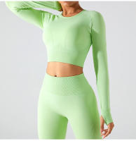 Nueva camiseta deportiva sin costuras de manga larga para mujer, Top de Yoga de secado rápido, ropa ajustada para correr y Fitness - details 20