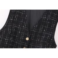 BUNO-Chaleco elegante a cuadros para mujer, chaleco con botones centrales, ropa de calle, top corto de tartán, prendas de vestir, 2025 - details 3