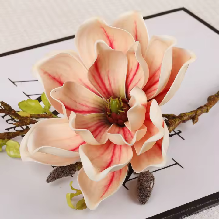 DIY florero decoración EVA rama de Magnolia Artificial tacto Real flores de orquídeas artificiales hechas a mano arte Floral flor falsa decoración de boda - 1