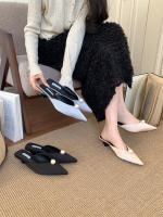 Baotou media zapatillas de las mujeres desgaste nueva perla puntiaguda hermosa boca en V tacón grueso moda perezoso - details 26