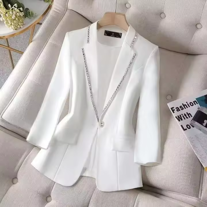 Chaqueta de Traje de Moda para Mujer Otoño 2024 Protección Solar Ligera Estilo Negro Delgado - 1