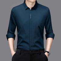 Nueva camisa informal de negocios de manga larga de Color sólido resistente a las arrugas cómoda para todas las estaciones Top versátil - details 8