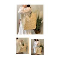 Bolso de hombro tejido hecho a mano Vintage para playa para mujer, bolsas de compras de rafia y ratán, bolsos bohemios para mujer, bolsos informales para viajes y vacaciones de verano - details 6