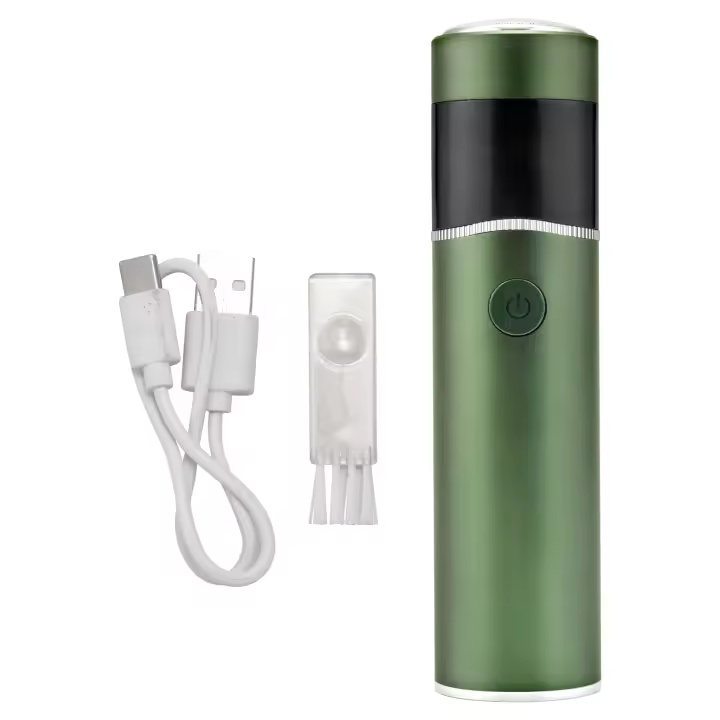 Afeitadora eléctrica recargable, se puede utilizar como banco de energía, impermeable, esencial para viajes de hombres, Verde - 1