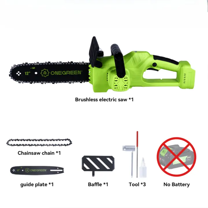 ONEGREEN-motosierra eléctrica sin escobillas de 6000W y 12 pulgadas, sierra de batería inalámbrica, herramienta eléctrica para carpintería de jardín para juego de batería de 21V y 18V - 1