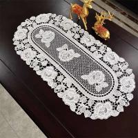 Mantel ovalado de ganchillo blanco de campo Vintage, juego de té para mesa de comedor de cocina, sala de estar, oficina, TV, armario de pared, Antip - details 0