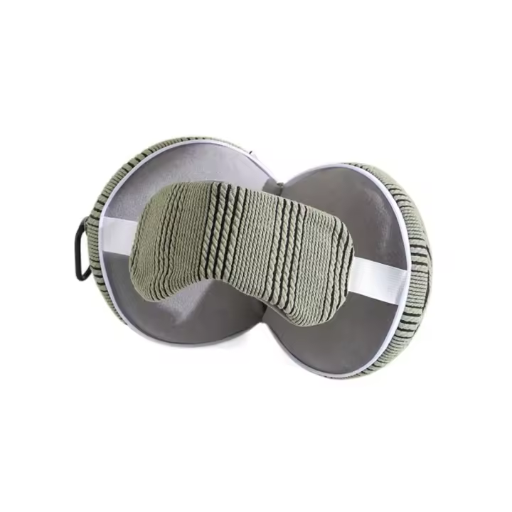 Almohadas portátiles 2 en 1 para el cuello, almohada de viaje plegable con bloqueo de luz en forma de U con máscara para los ojos, almohada para siesta, viaje de negocios - 1