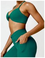 Conjunto de Yoga para Mujeres 2 Piezas Traje de Gimnasio Ropa Deportiva Sujetador de Cintura Alta Pantalones Cortos Leggings de Yoga Material de Nylon Adecuado para Primavera/Verano - details 5