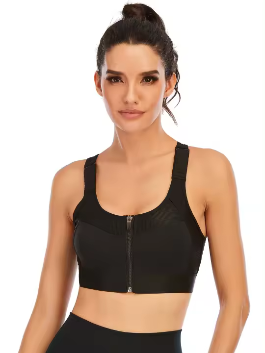 Tops cortos cruzados para mujer, camisa deportiva de Yoga de manga corta negra - 1